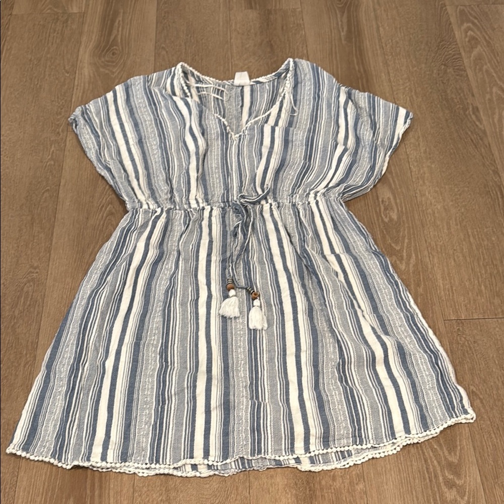Striped Blue and White swim coverup